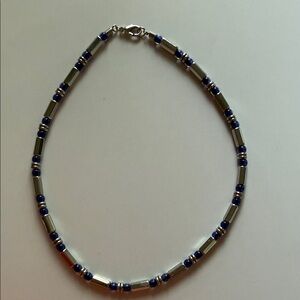 C24 Blue and Silver Beaded Women's Necklace